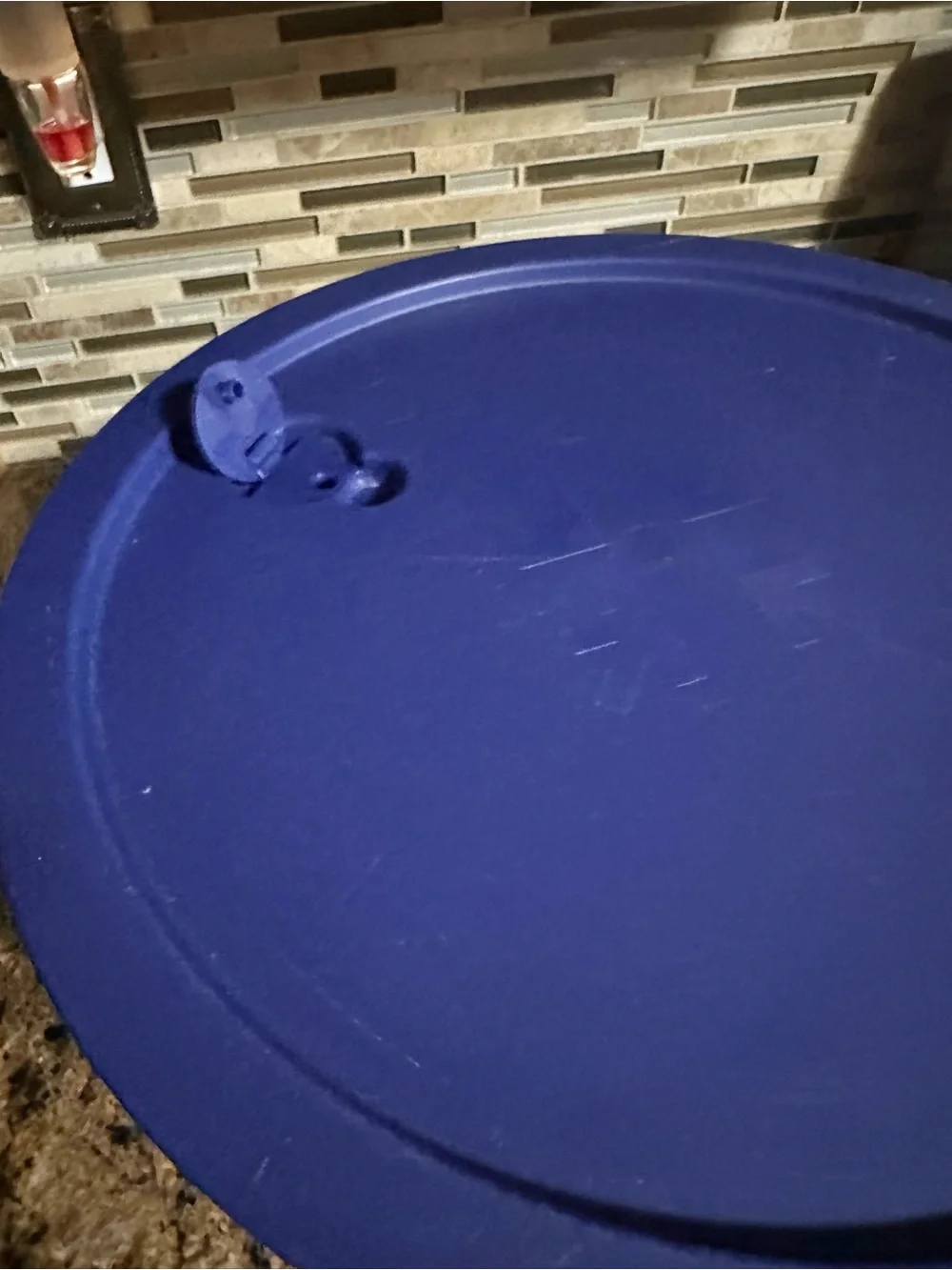 Tupperware Bucket Canister & Beverage Dispenser w/Handle - Grey Body, Blue Lid